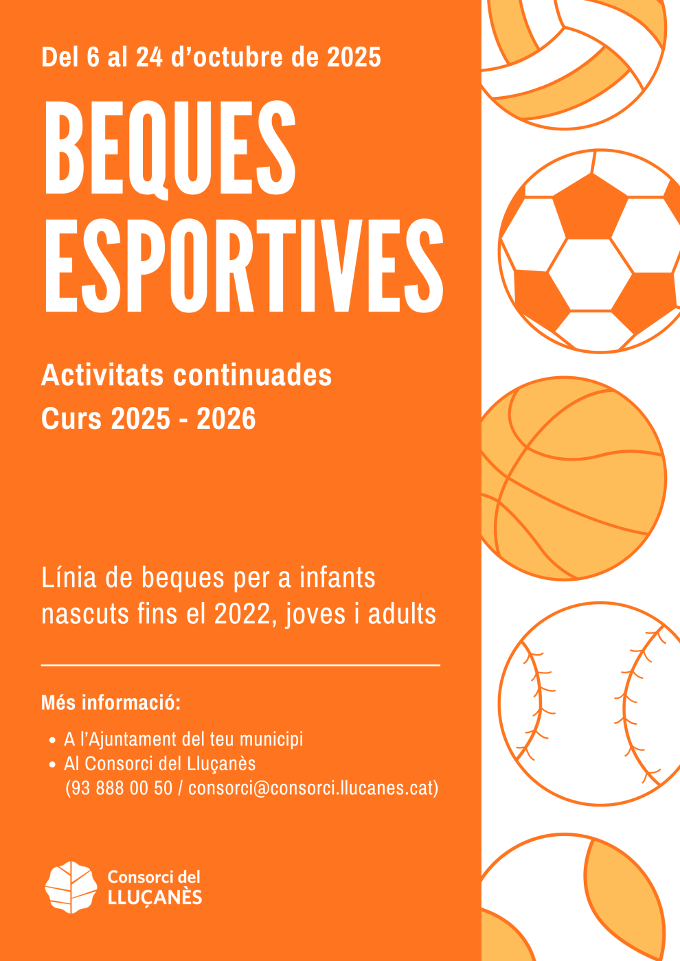 Oberta la convocatòria de beques per a activitats esportives al Lluçanès (curs 2025-2026)